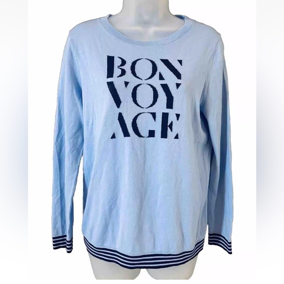 Talbots Sweaters - Talbots Womens Intarsia Bon Voyage Sweater Blue Cruise Pullover Size Petite M MP